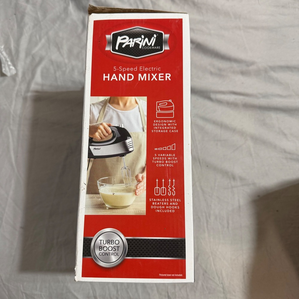 Parini 5-Speed Electric Hand Mixer Black Silver Turbo Boost INV10013 New Box - Picture 5 of 7